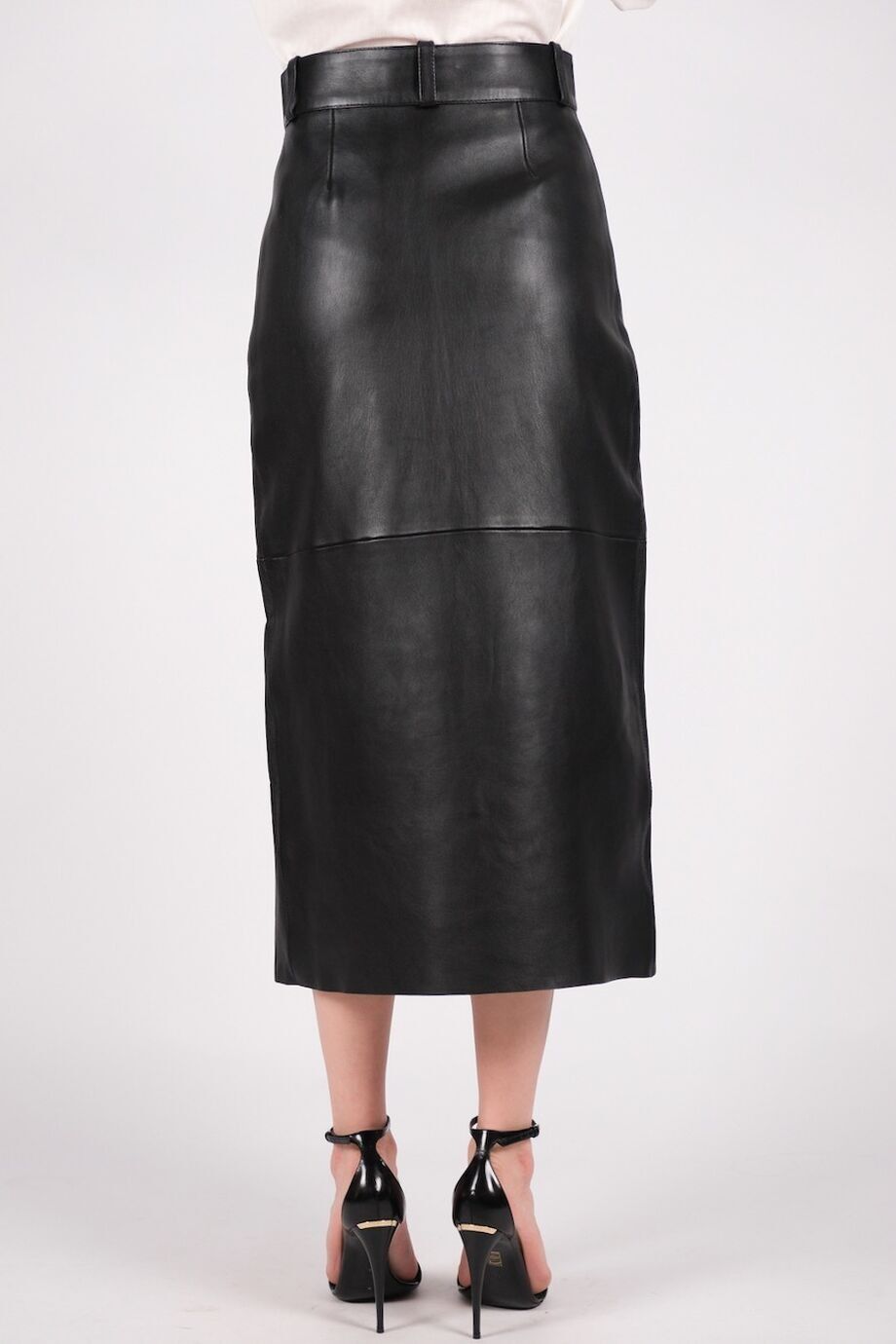 image 4 Кожаная юбка черного цвета