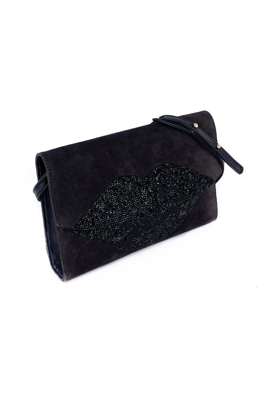 image 2 Замшевая сумка серого цвета с декором из камней