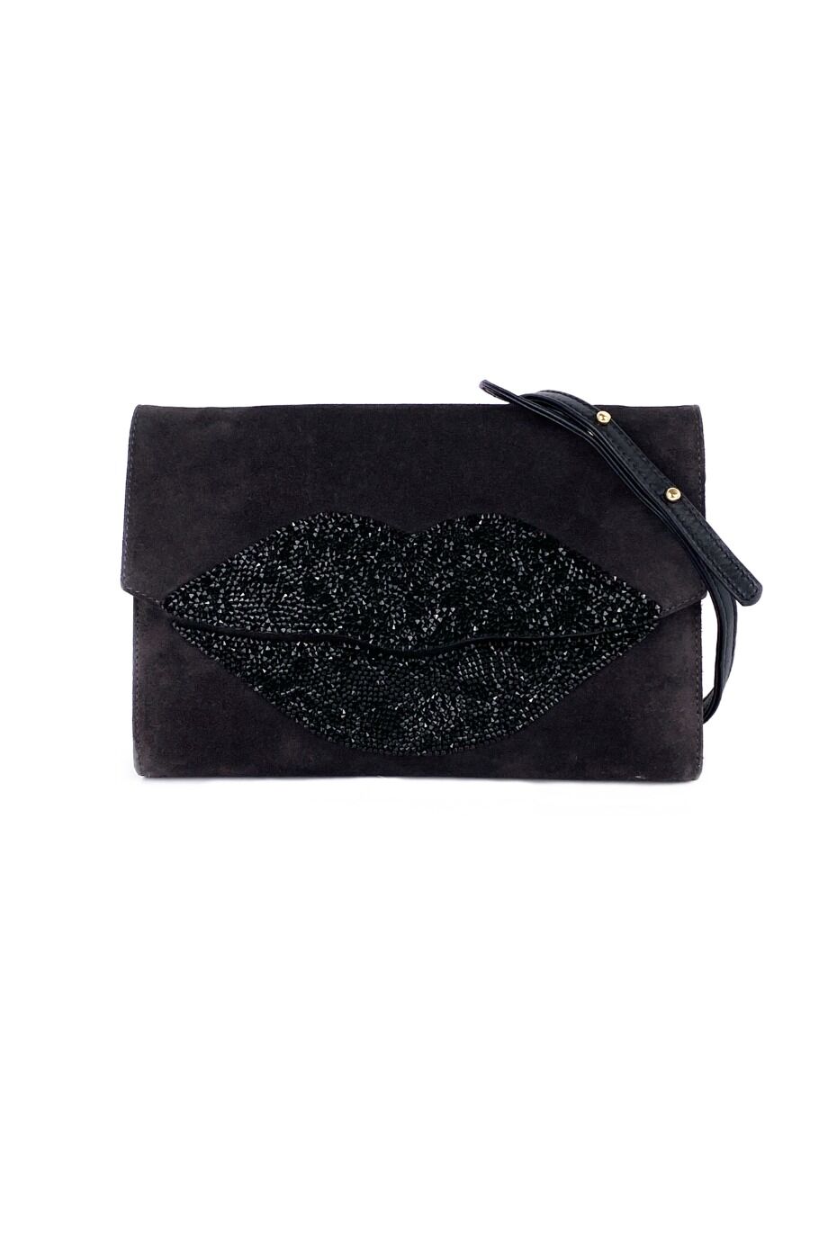 image 1 Замшевая сумка серого цвета с декором из камней