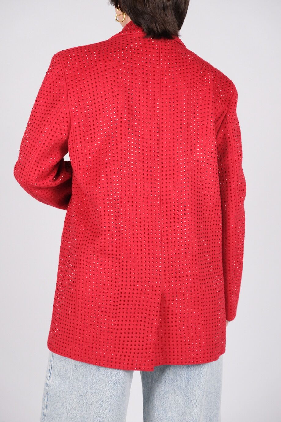 image 7 Пальто-жакет красного цвета с декором из камней
