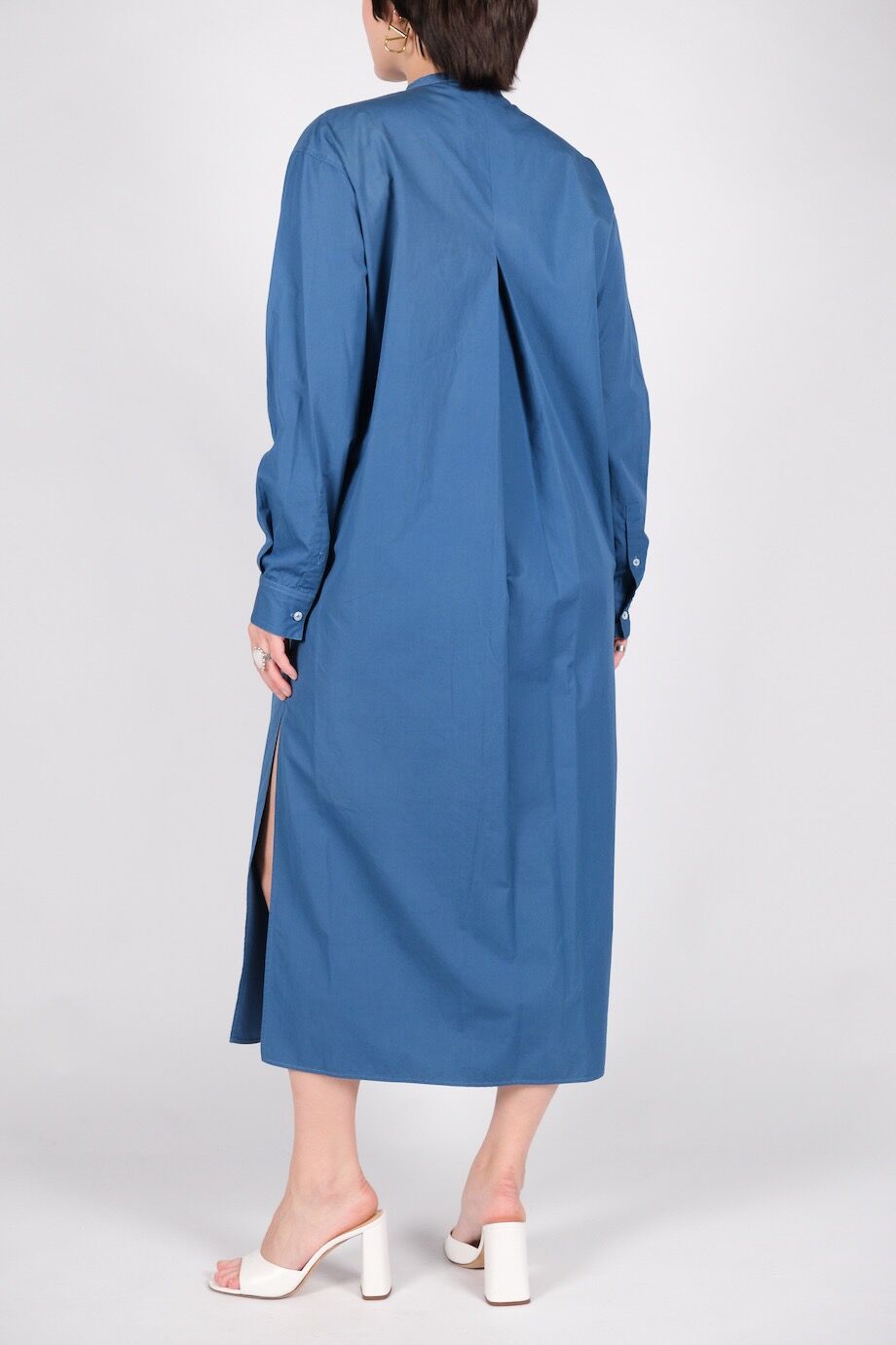 image 3 Платье-рубашка синего цвета с боковыми разрезами