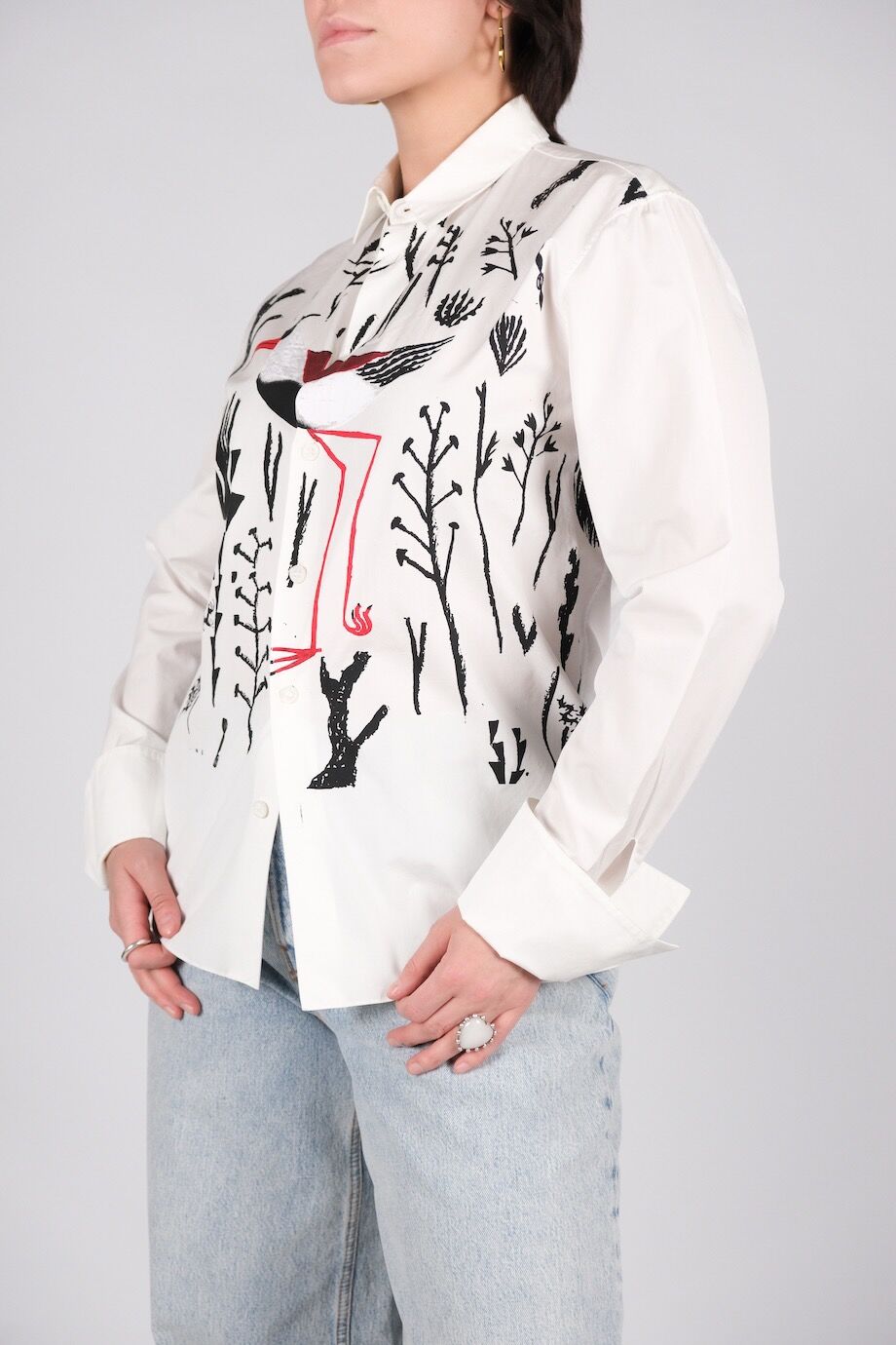 image 3 Рубашка белого цвета под запонки с принтом