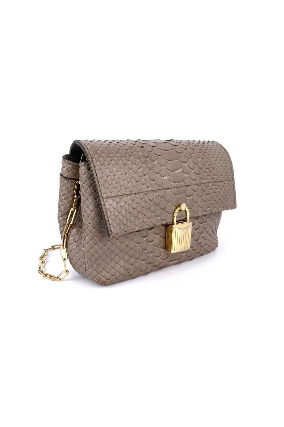 image 2 Сумка из экзотической кожи серо-бежевого цвета