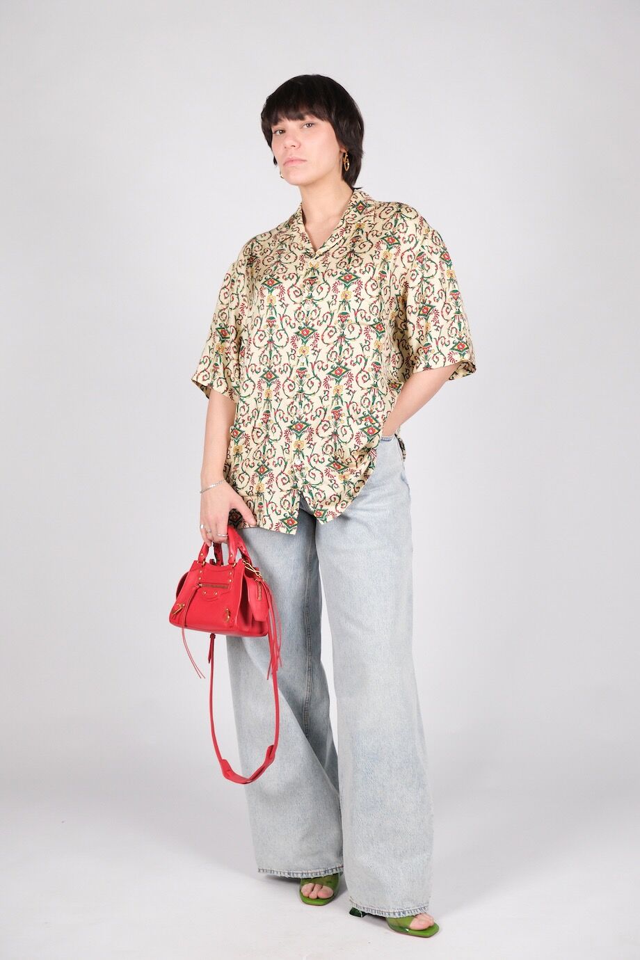 image 1 Шёлковая рубашка с принтом и надписью на спине