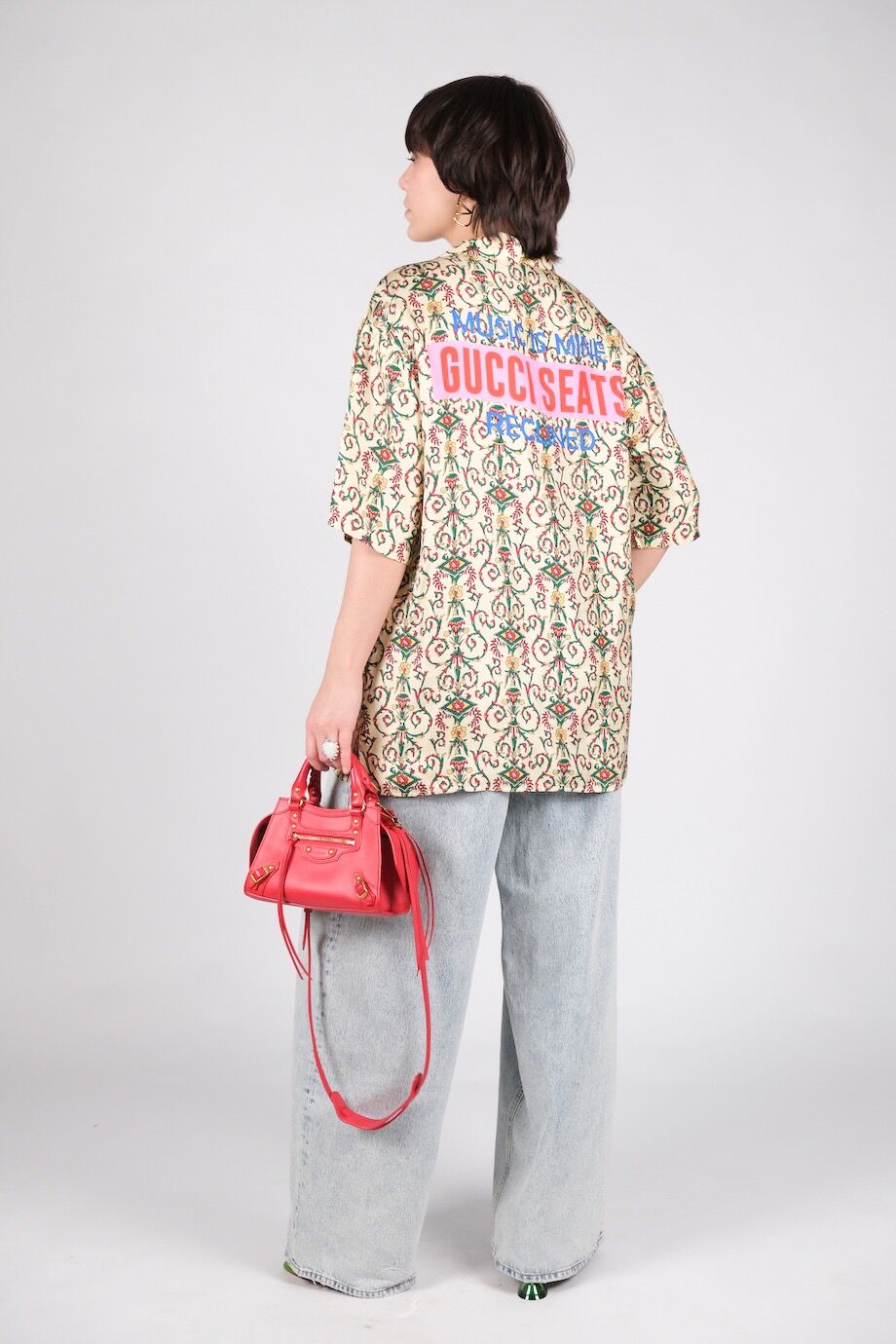 image 2 Шёлковая рубашка с принтом и надписью на спине