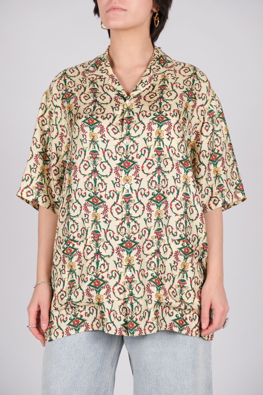 image 4 Шёлковая рубашка с принтом и надписью на спине