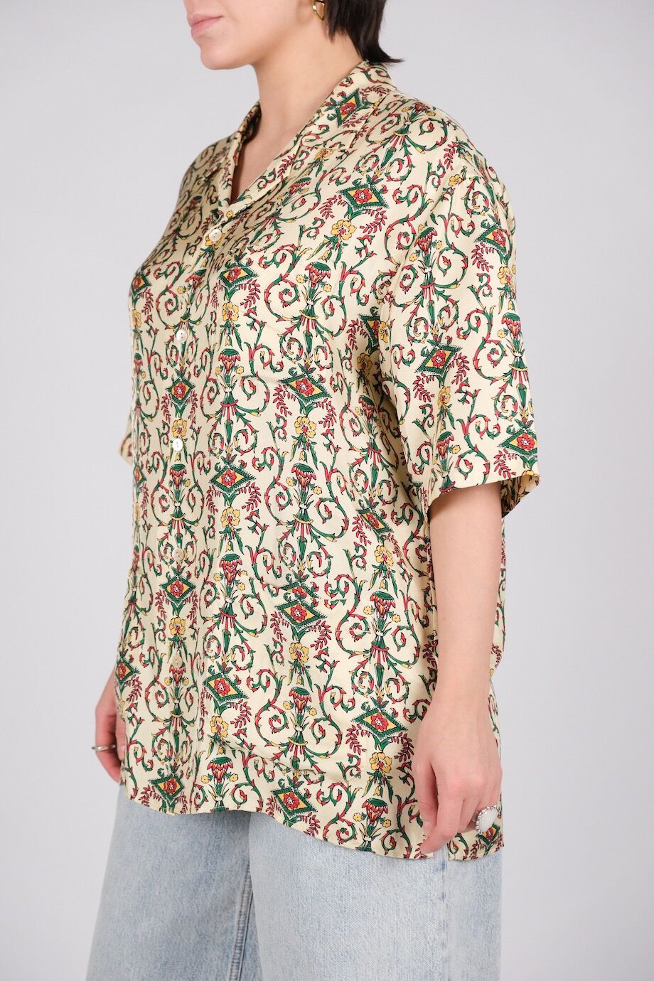 image 5 Шёлковая рубашка с принтом и надписью на спине