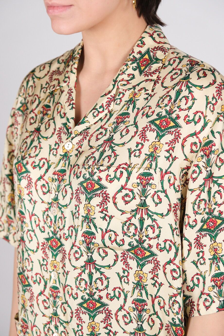 image 7 Шёлковая рубашка с принтом и надписью на спине