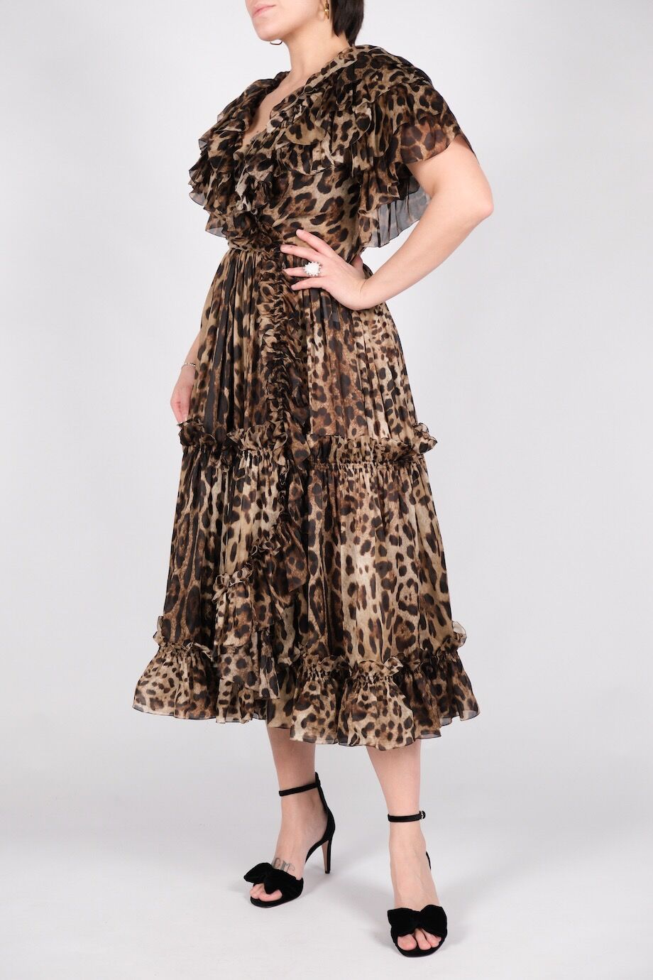 image 2 Платье на запах леопардовой расцветки с воланами