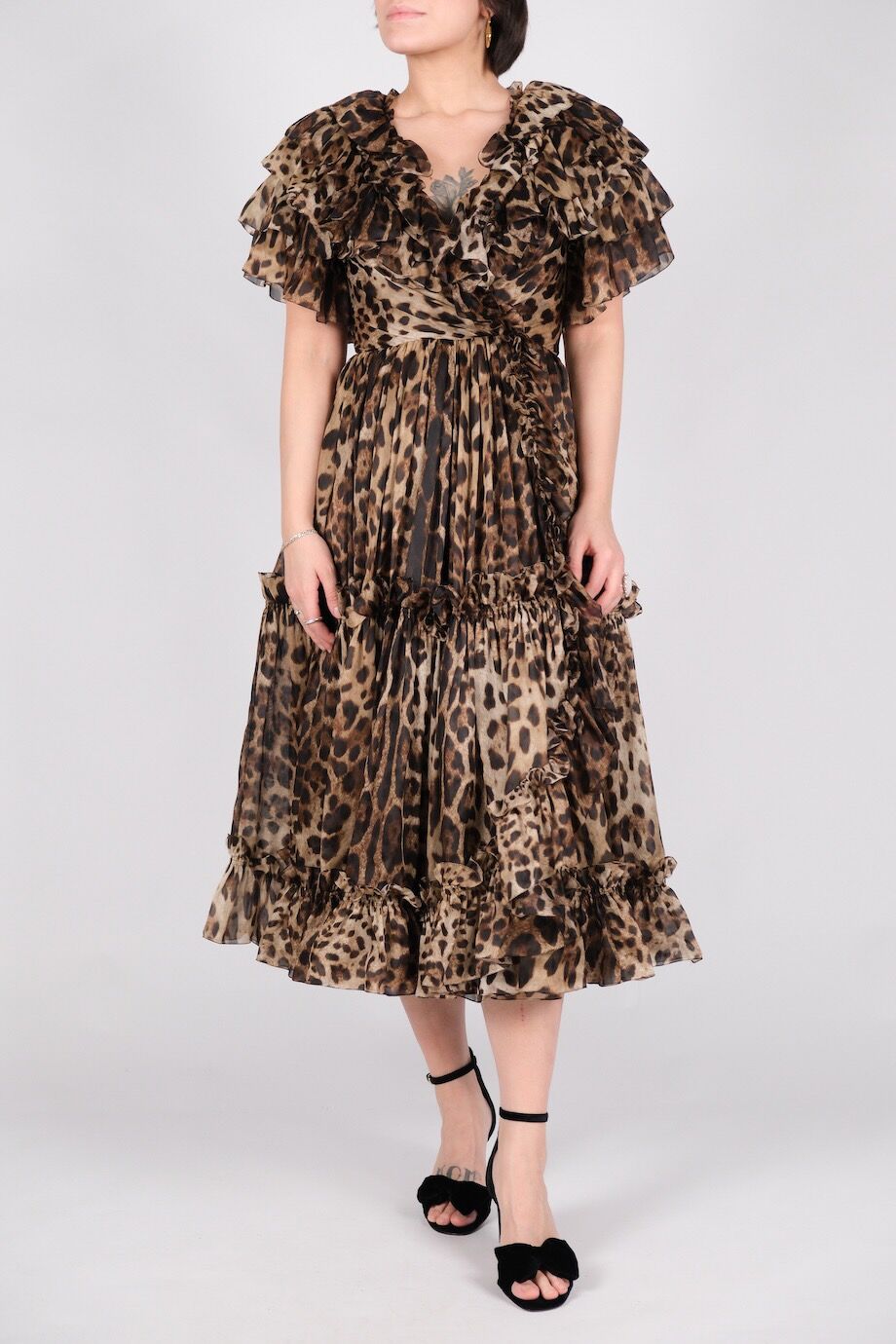image 1 Платье на запах леопардовой расцветки с воланами