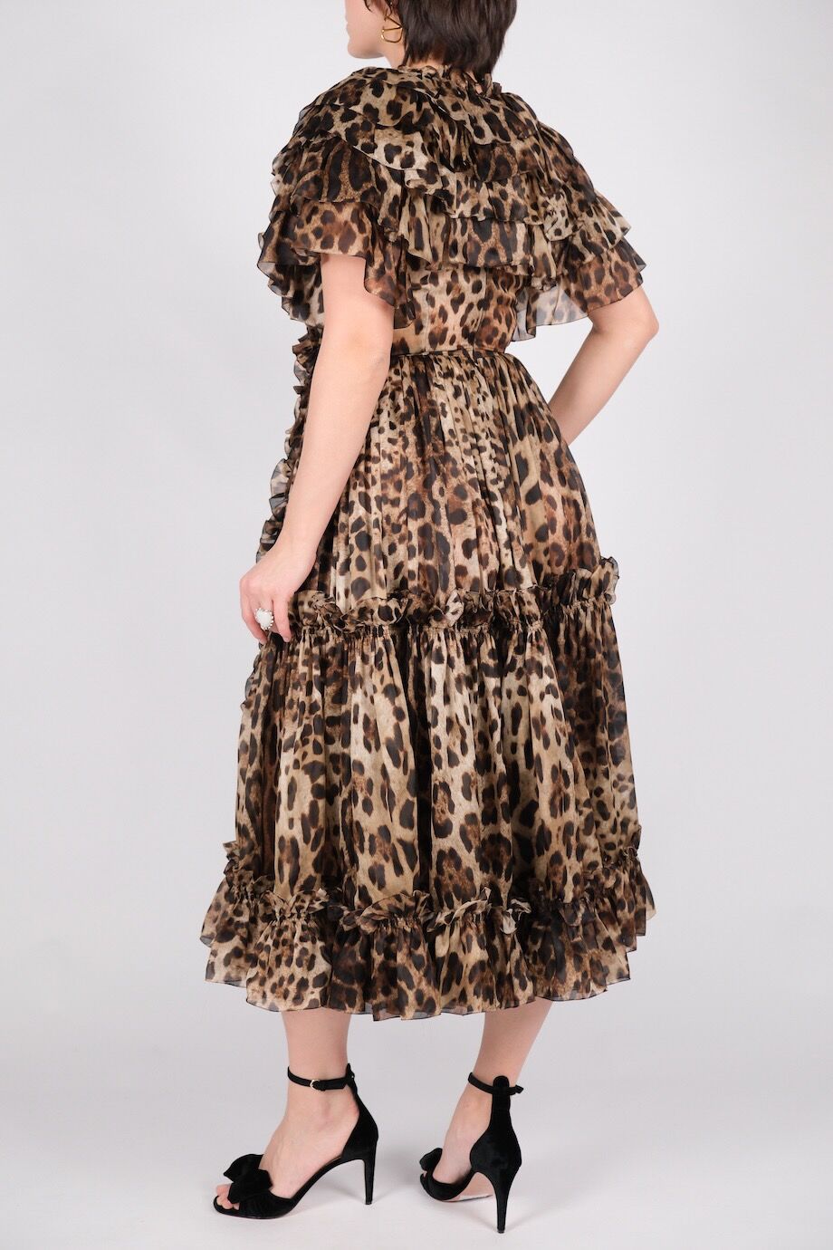 image 3 Платье на запах леопардовой расцветки с воланами