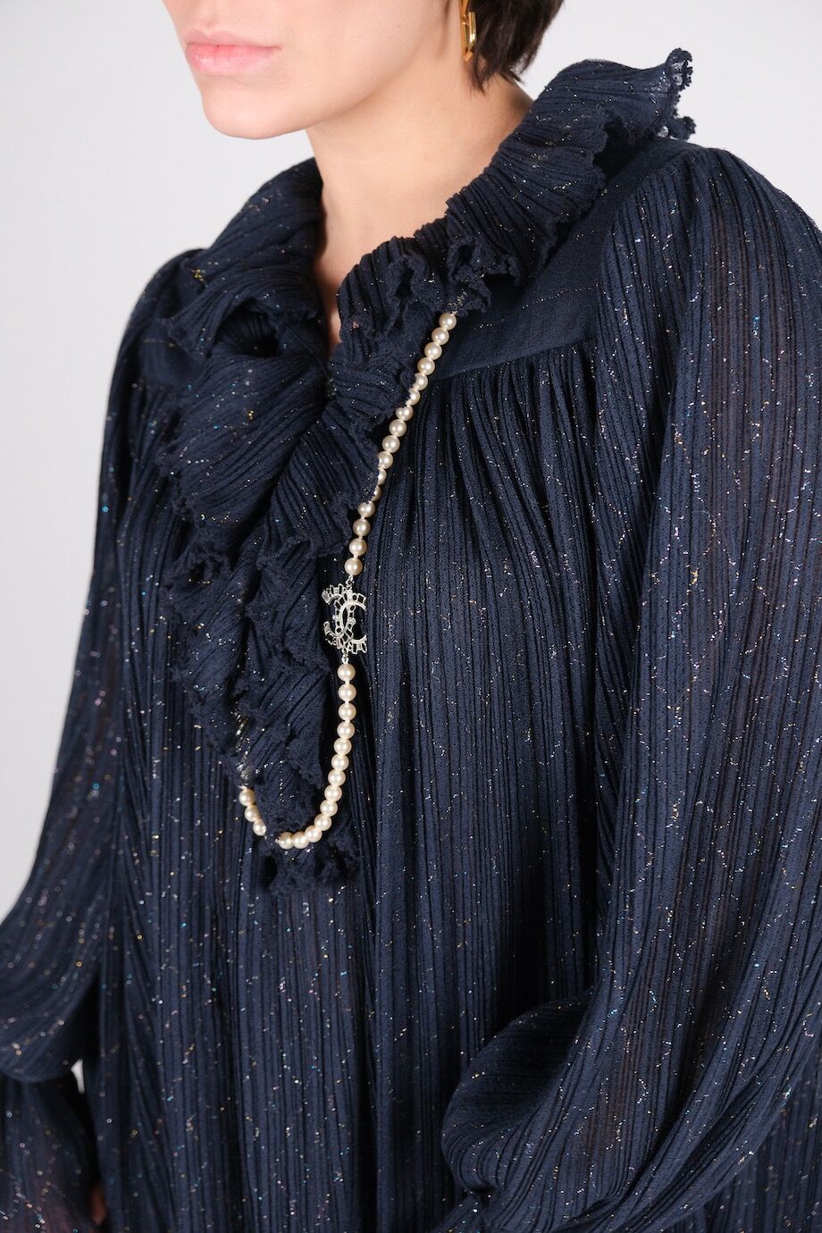 image 4 Платье свободного кроя темно-синего цвета с люрексом