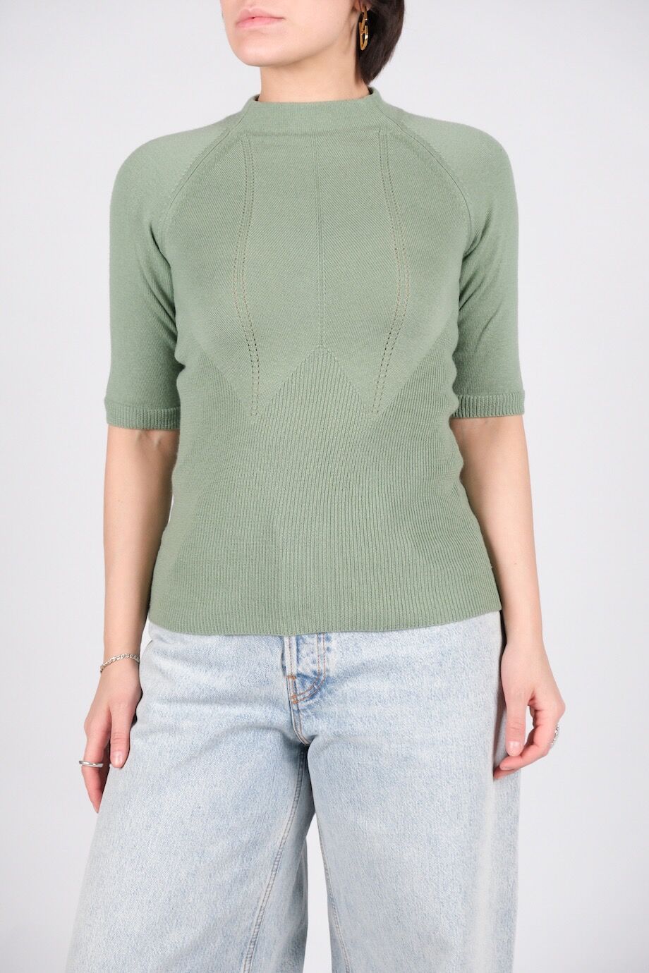 image 1 Кашемировый топ мятного цвета с короткими рукавами