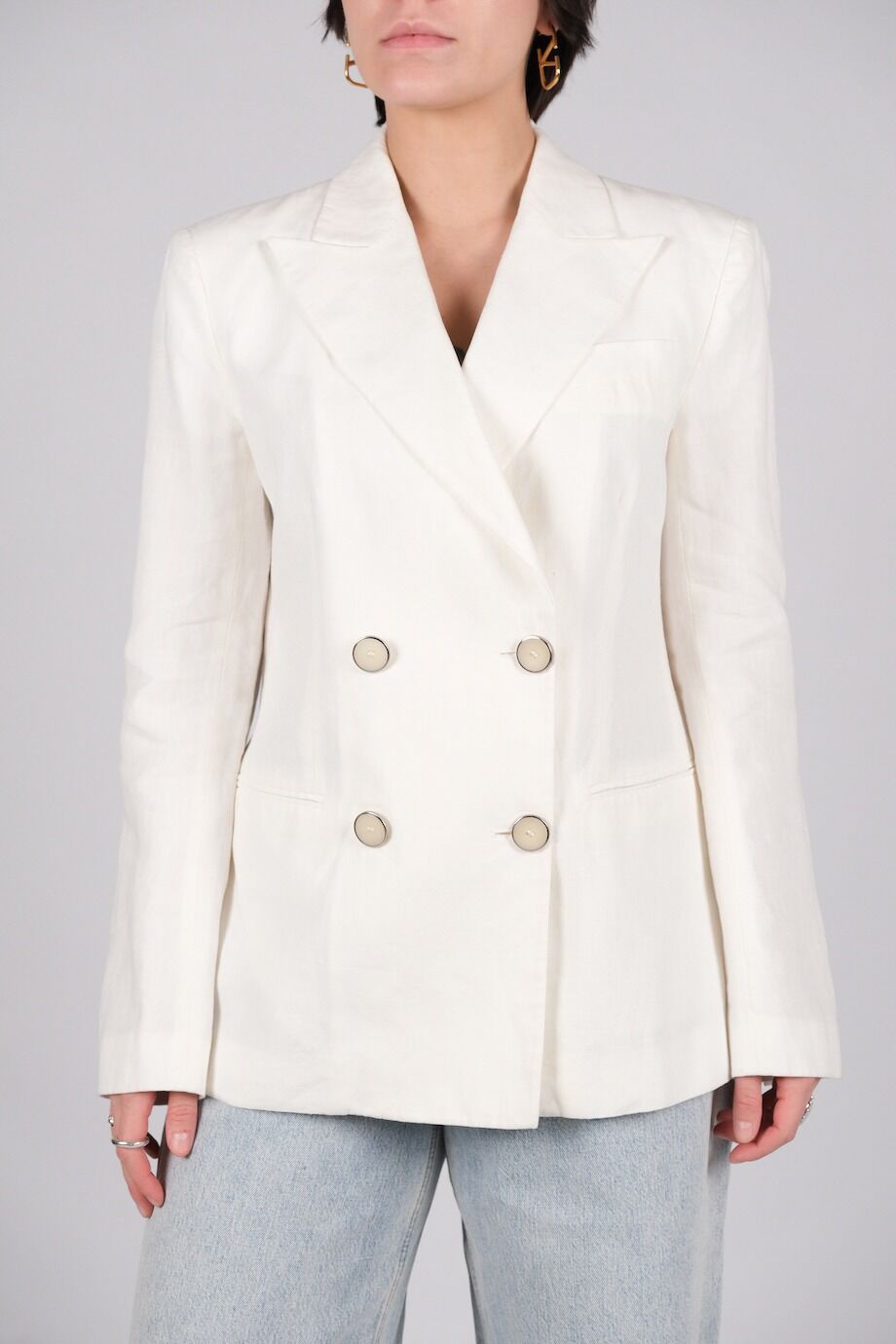 image 1 Жакет льняной белого цвета