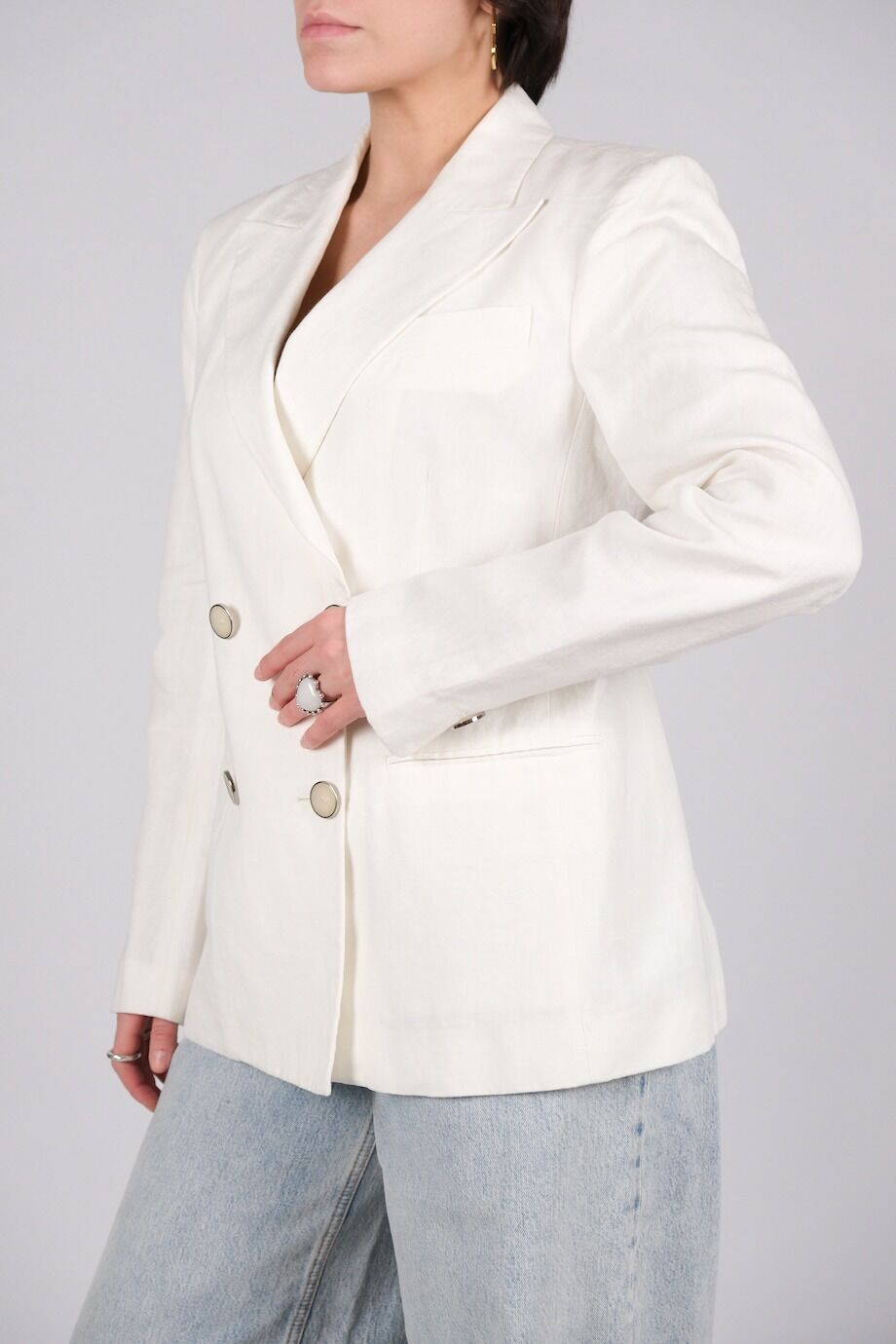 image 2 Жакет льняной белого цвета