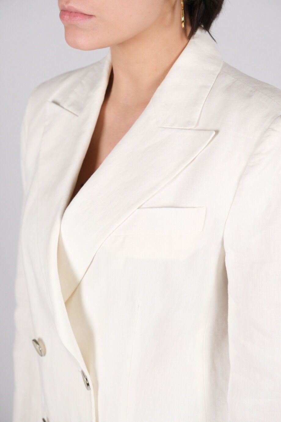 image 4 Жакет льняной белого цвета