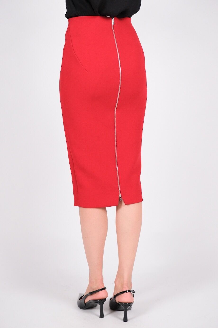 image 4 Юбка-карандаш красного цвета с молнией