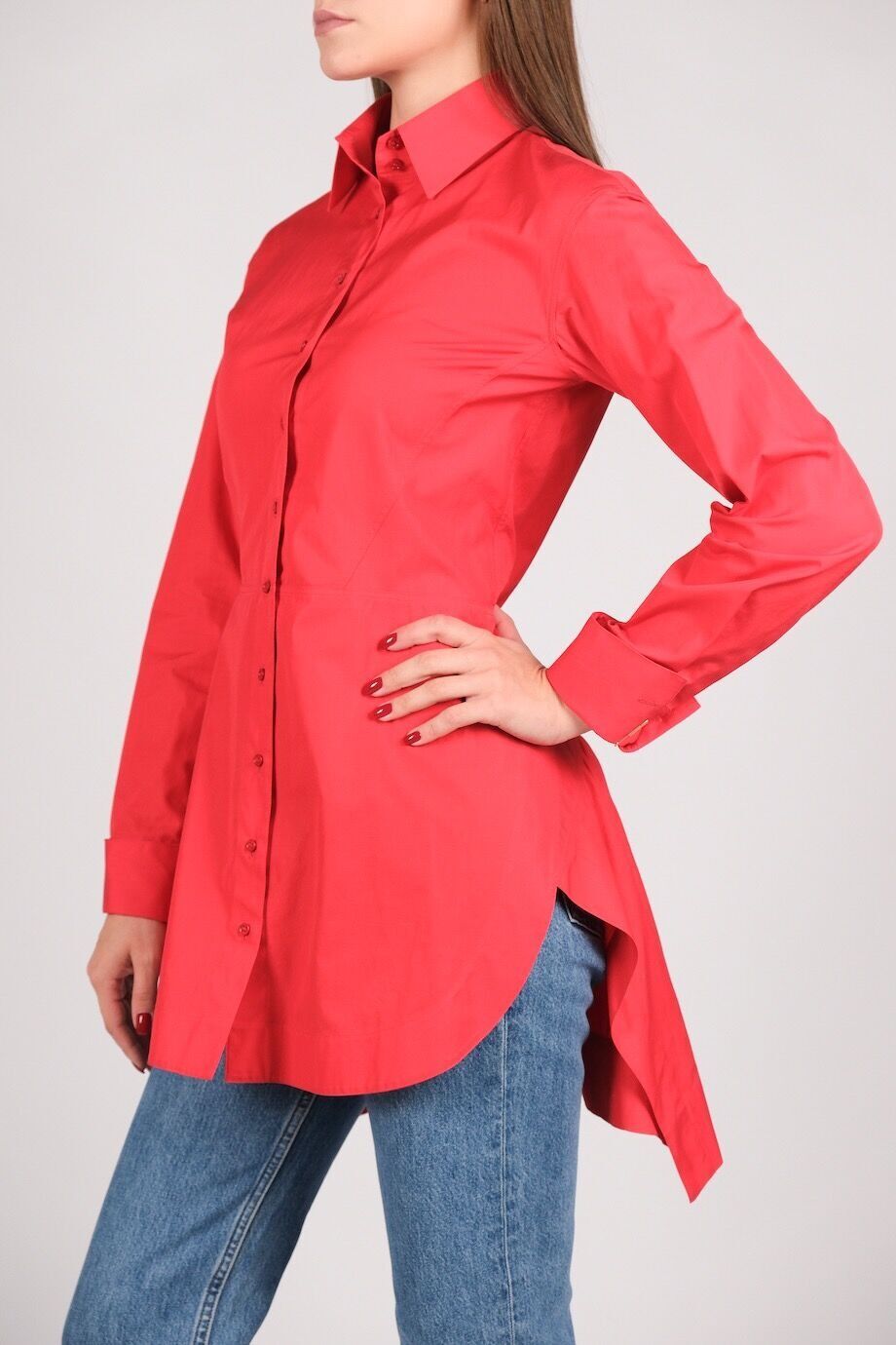 image 2 Рубашка красного цвета с драпировкой сзади