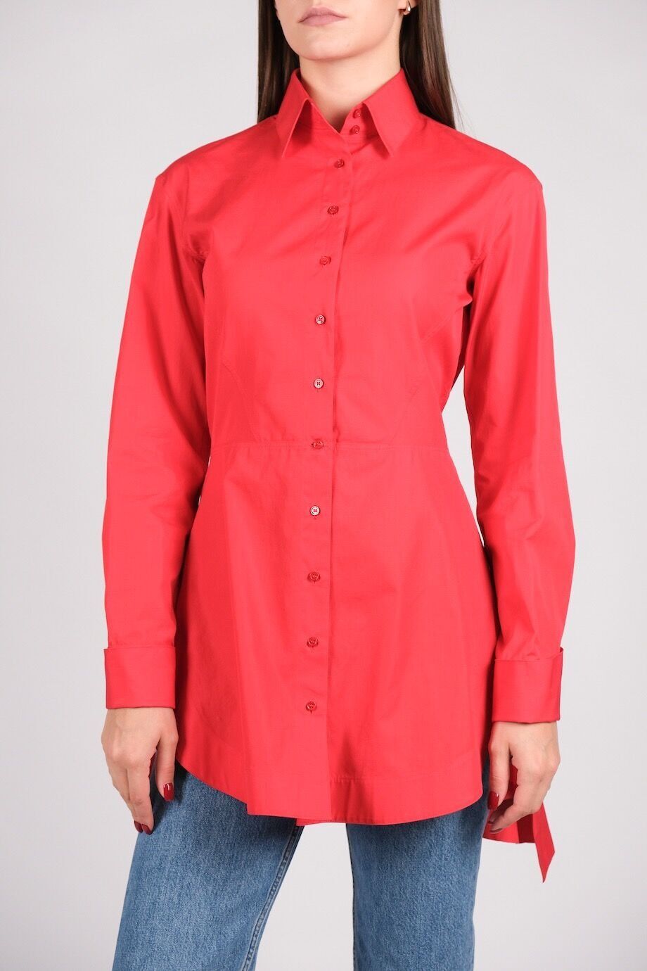 image 1 Рубашка красного цвета с драпировкой сзади