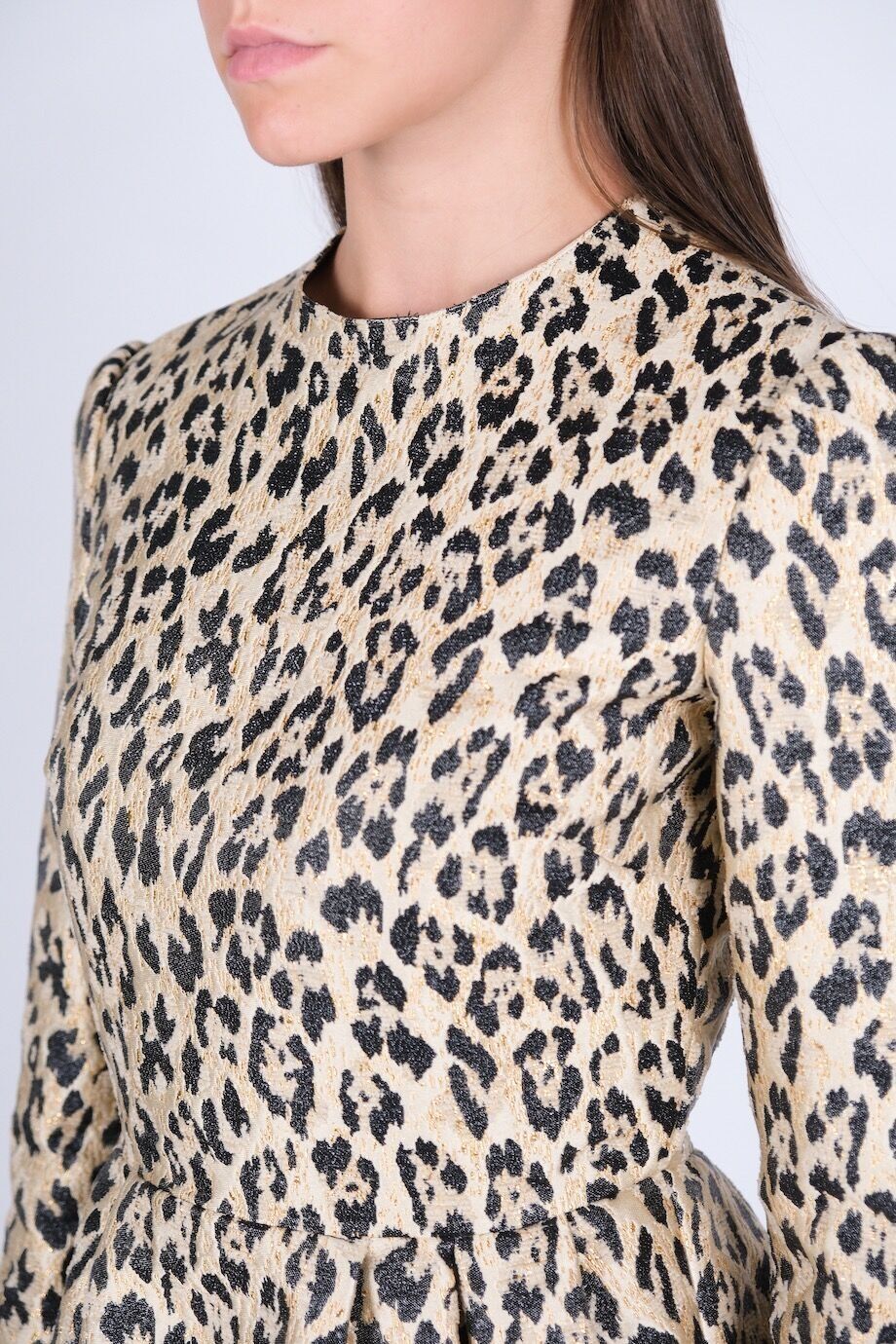 image 4 Жаккардовое платье золотистого цвета с черным анималистичным принтом