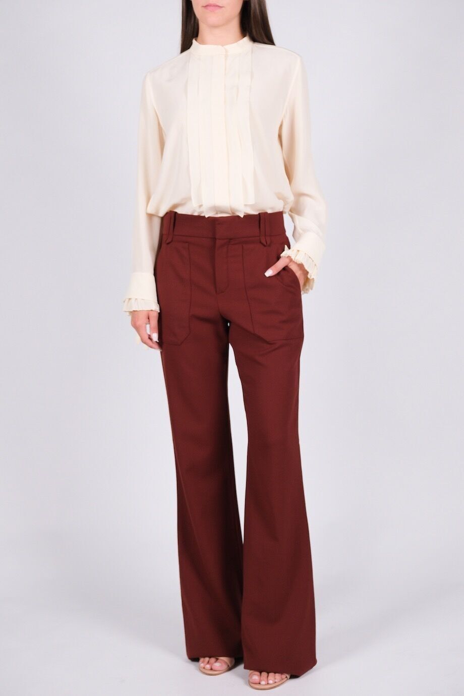 image 1 Брюки терракотового цвета с накладными карманами