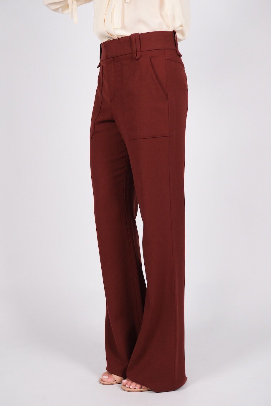 image 3 Брюки терракотового цвета с накладными карманами