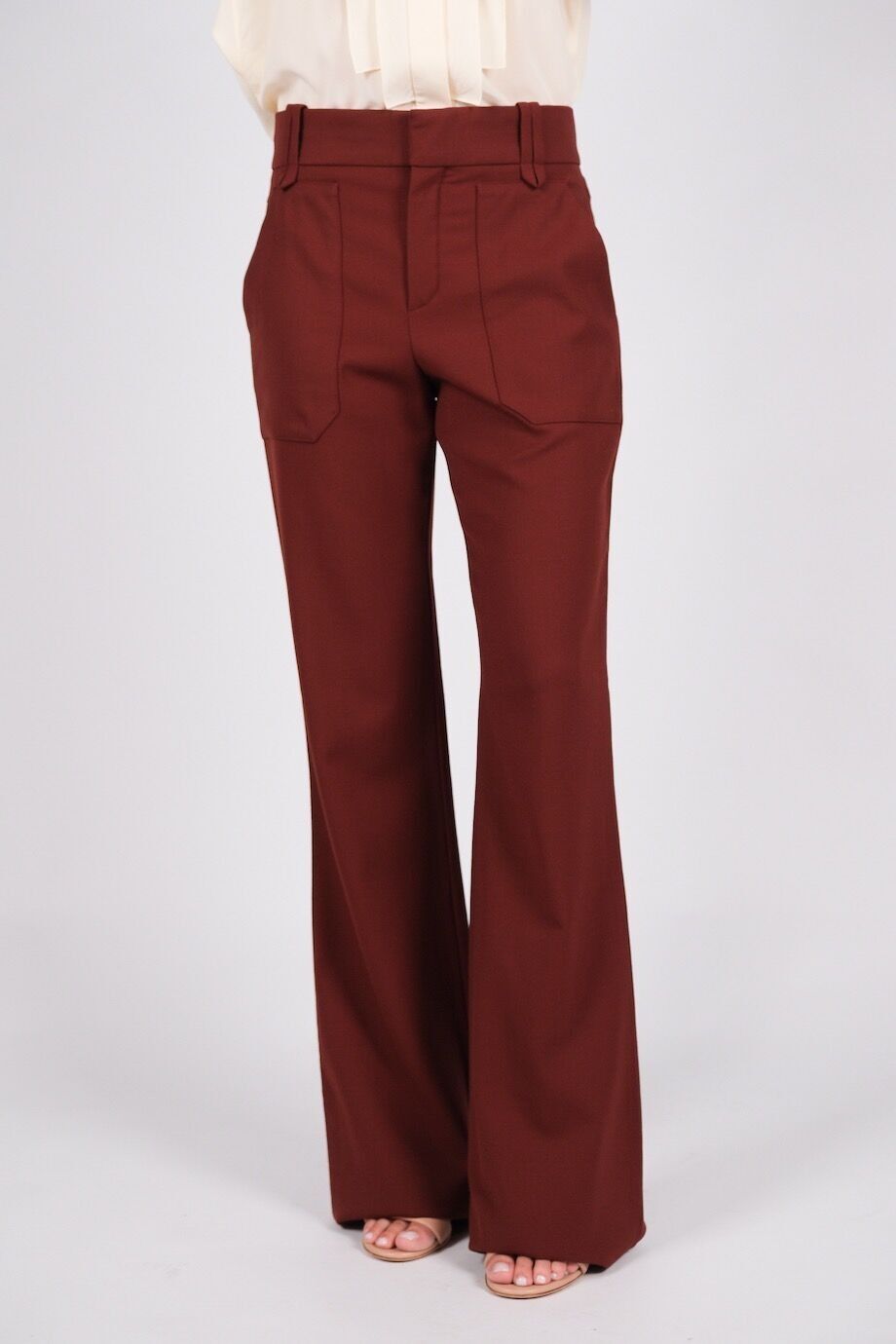 image 2 Брюки терракотового цвета с накладными карманами