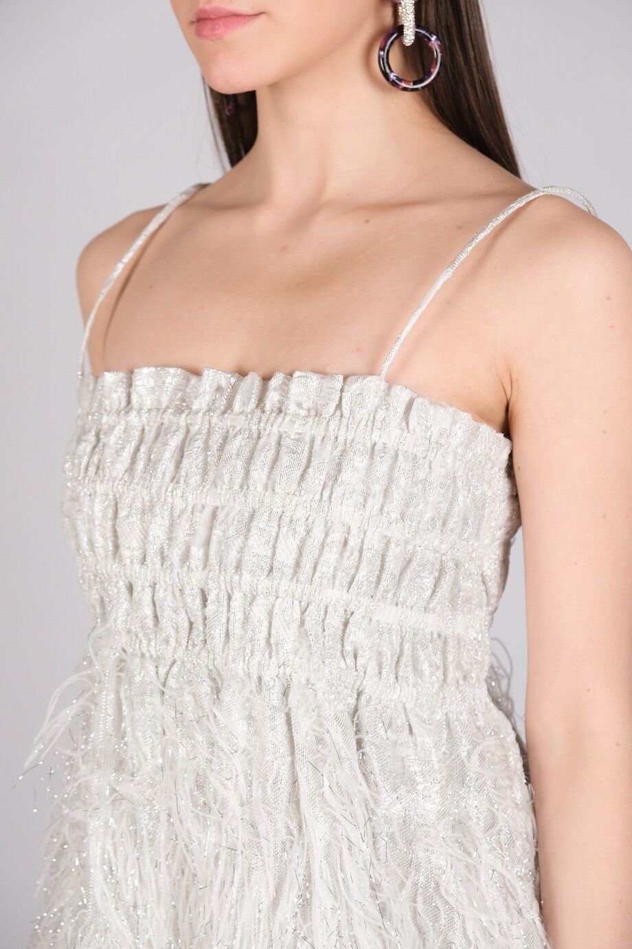 image 4 Платье на бретелях серебристого цвета с люрексом