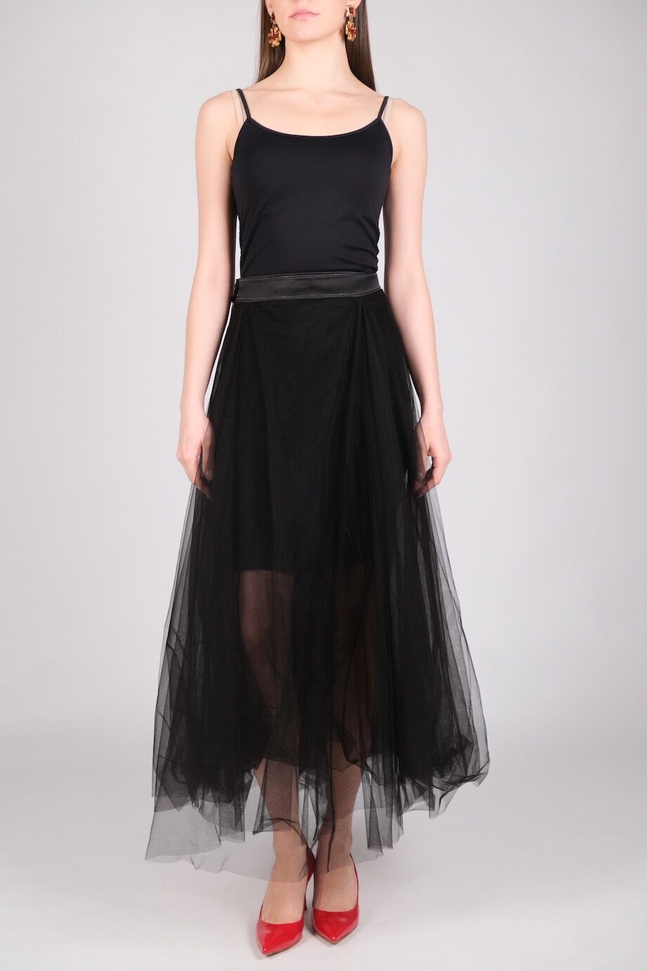 image 1 Юбка из сетки чёрного цвета с шёлковым поясом