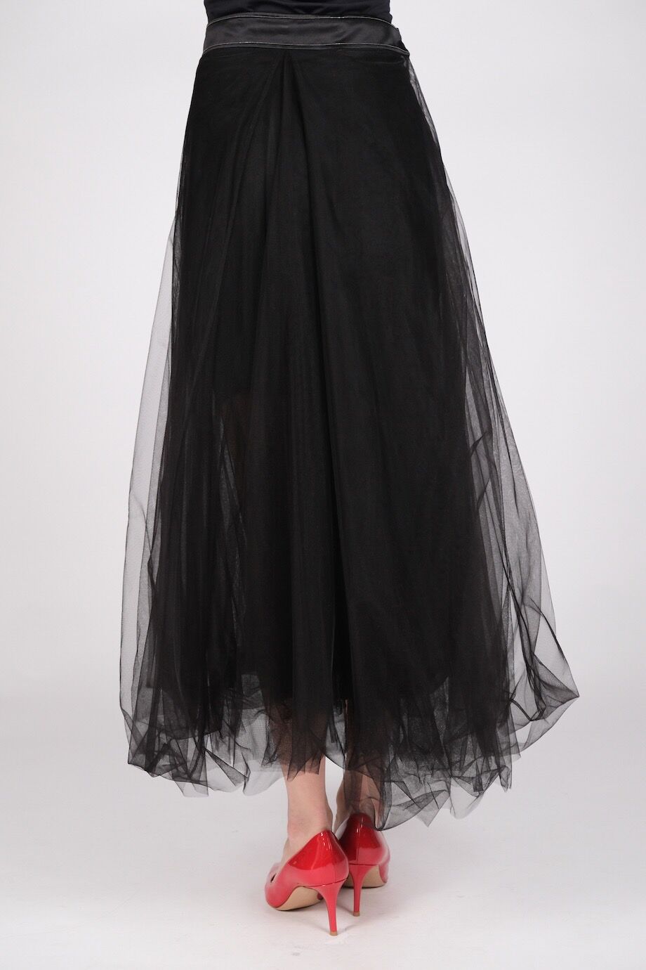 image 4 Юбка из сетки чёрного цвета с шёлковым поясом