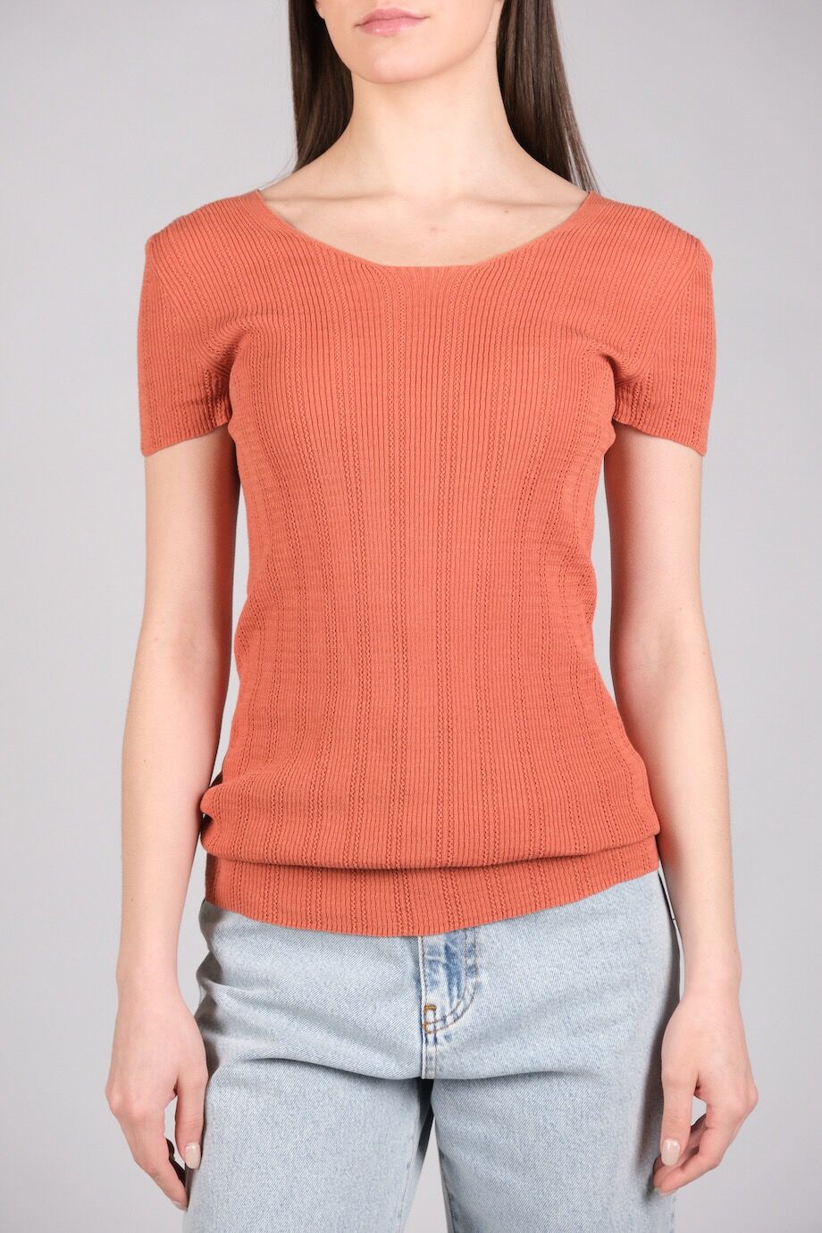 image 1 Трикотажный топ терракотового цвета с люрексом