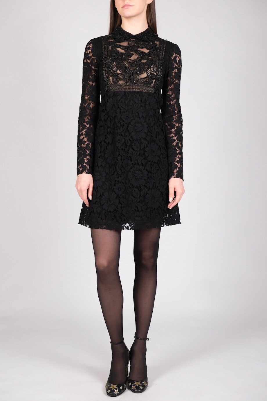 image 1 Платье черного цвета из кружева с вышивкой из бисера