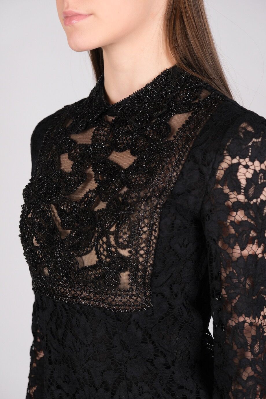 image 4 Платье черного цвета из кружева с вышивкой из бисера