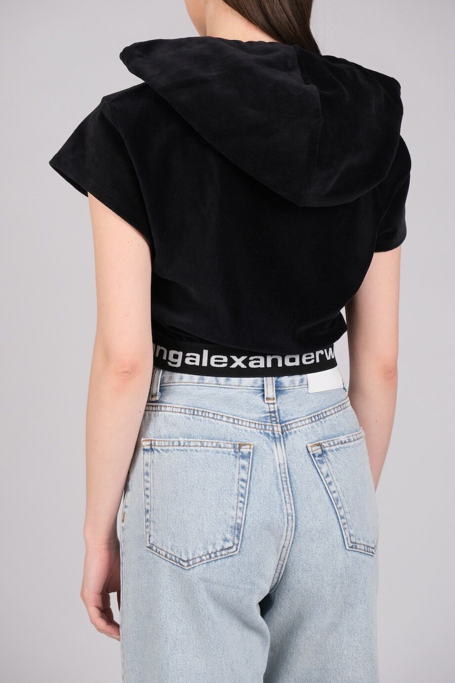 image 3 Велюровый топ черного цвета с капюшоном