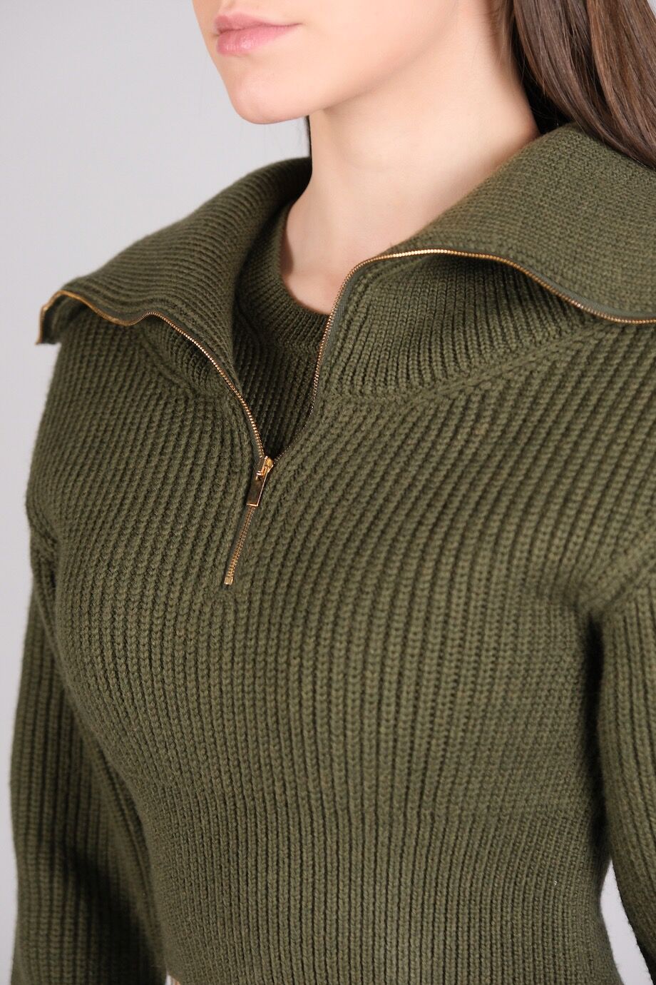 image 4 Укороченный свитер цвета хаки