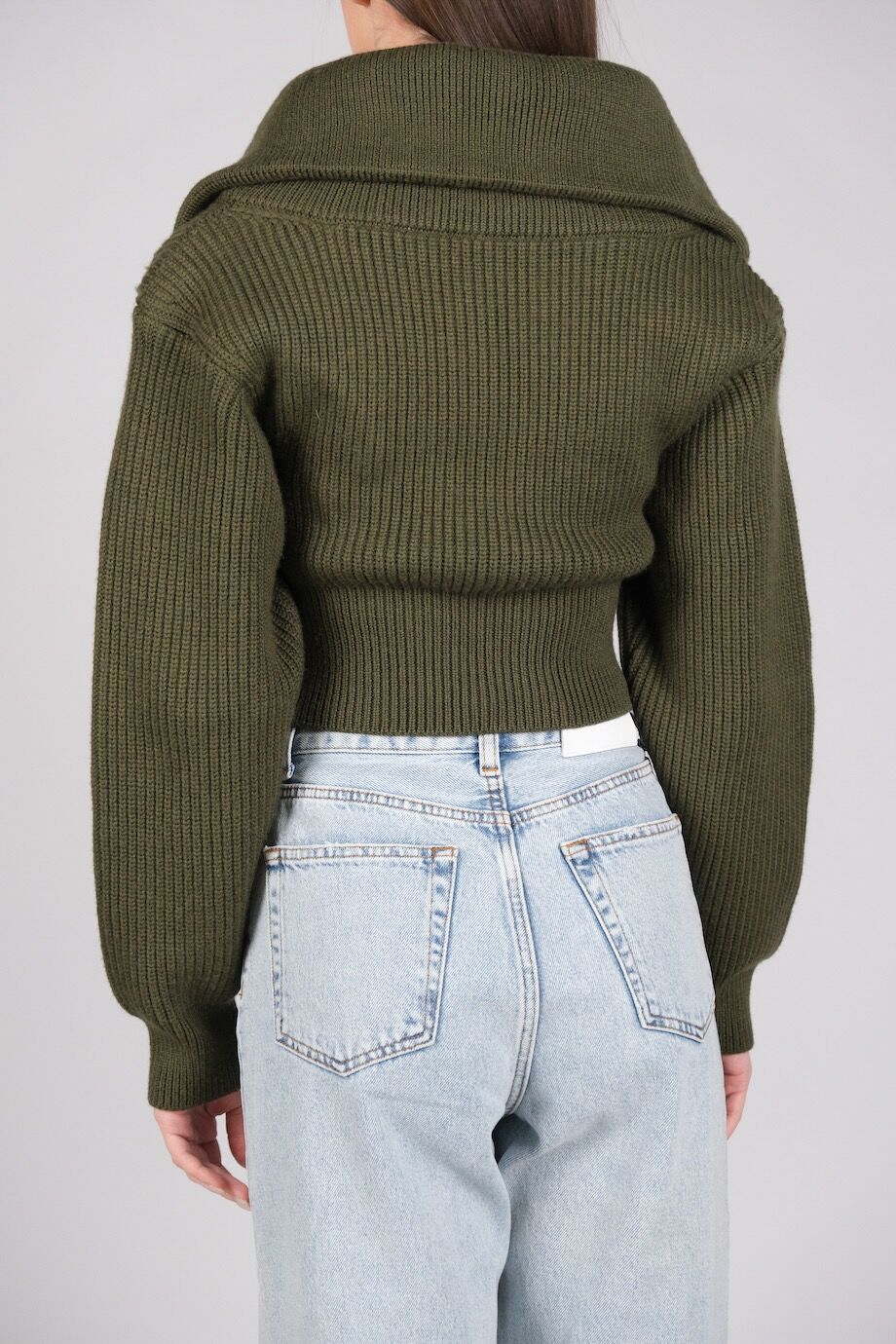 image 3 Укороченный свитер цвета хаки