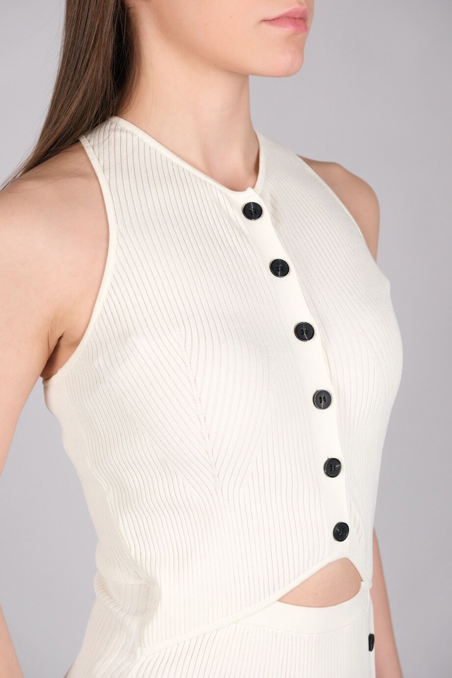 image 3 Платье молочного цвета на пуговицах в лапшу