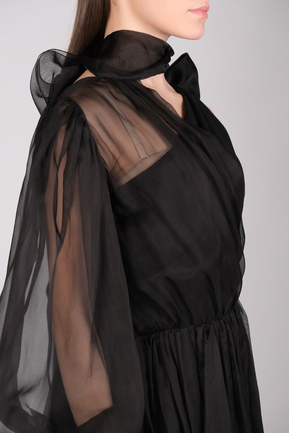 image 5 Асимметричное платье черного цвета с прозрачным верхом