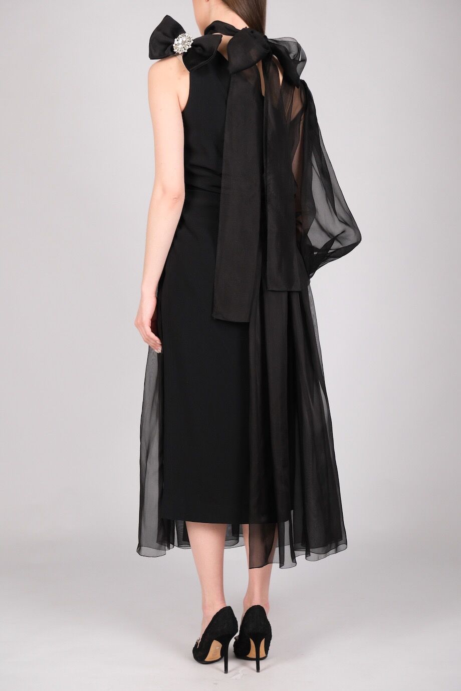 image 3 Асимметричное платье черного цвета с прозрачным верхом