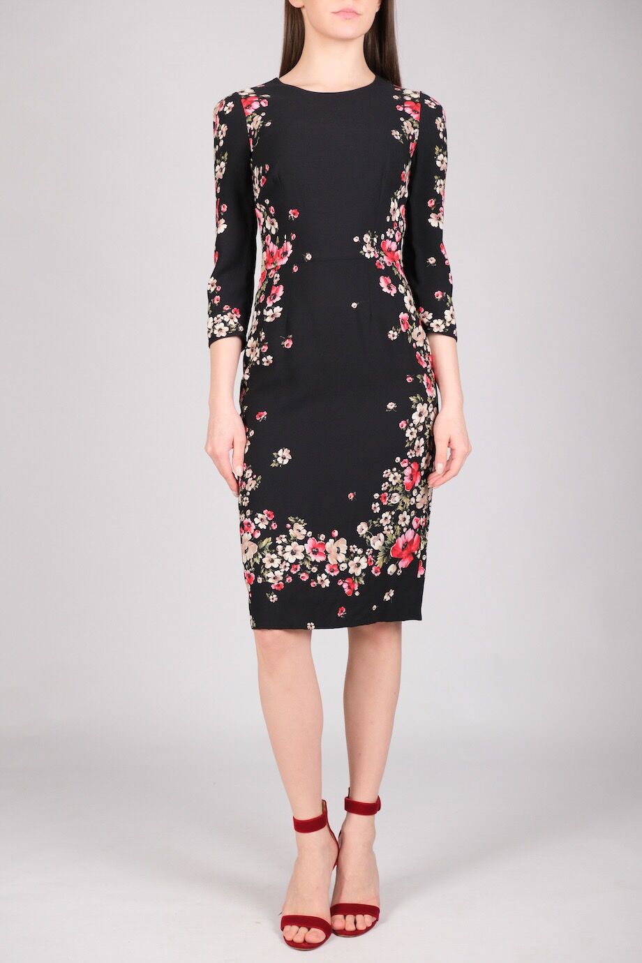 image 1 Платье черного цвета с мелким цветочным принтом по бокам