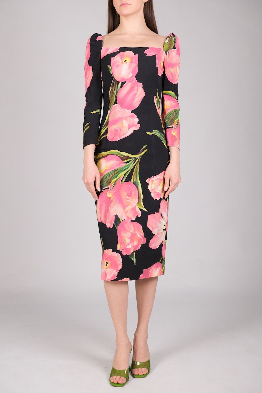 image 1 Платье черного цвета с принтом тюльпаны