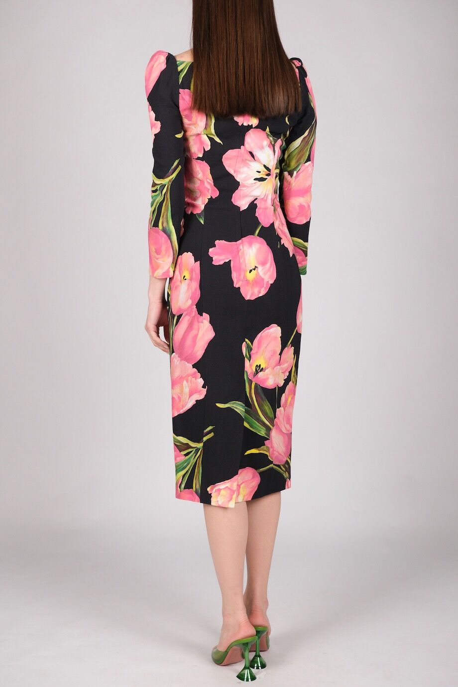 image 3 Платье черного цвета с принтом тюльпаны