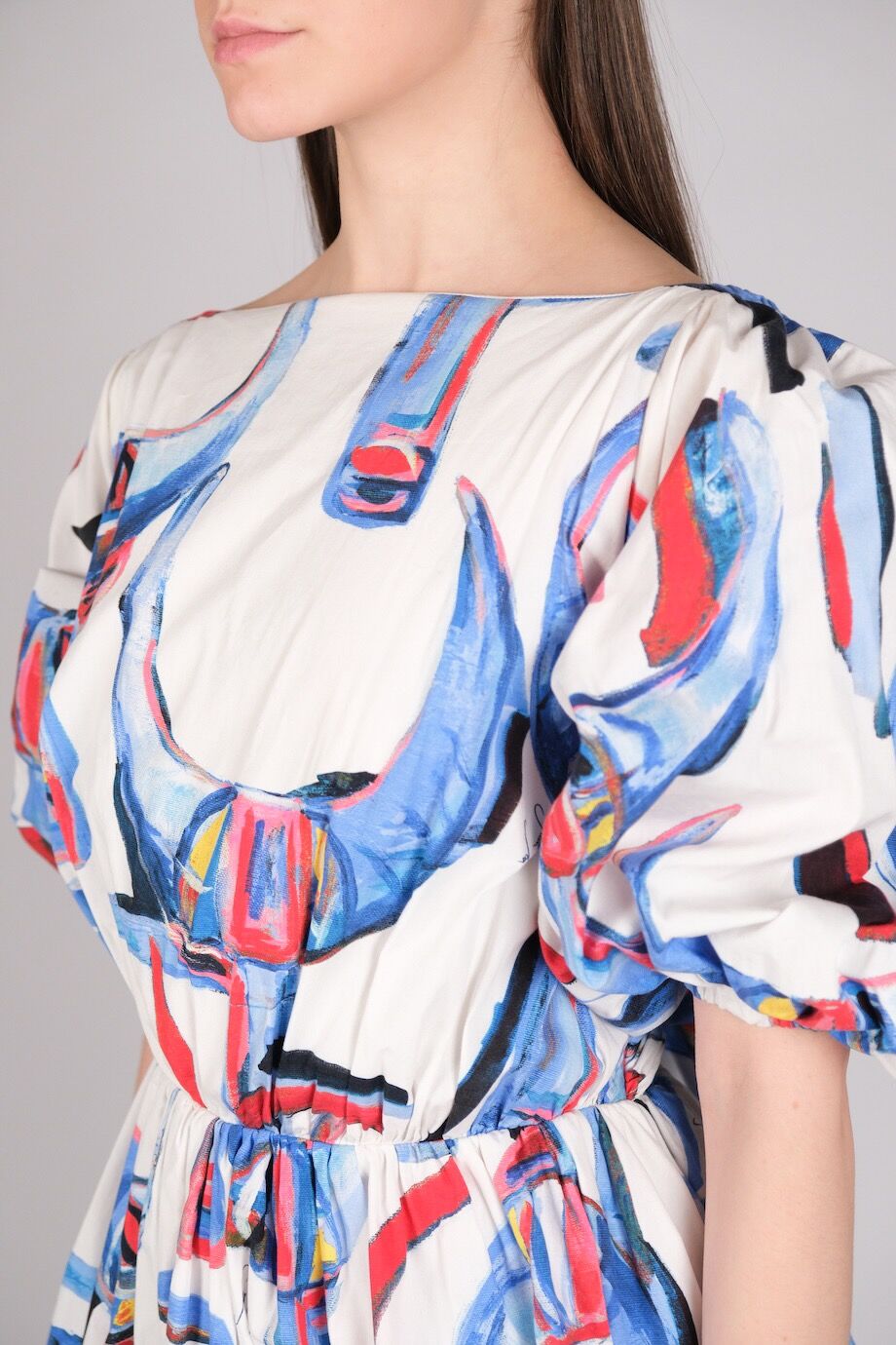 image 4 Платье с открытой спиной белого цвета с принтом