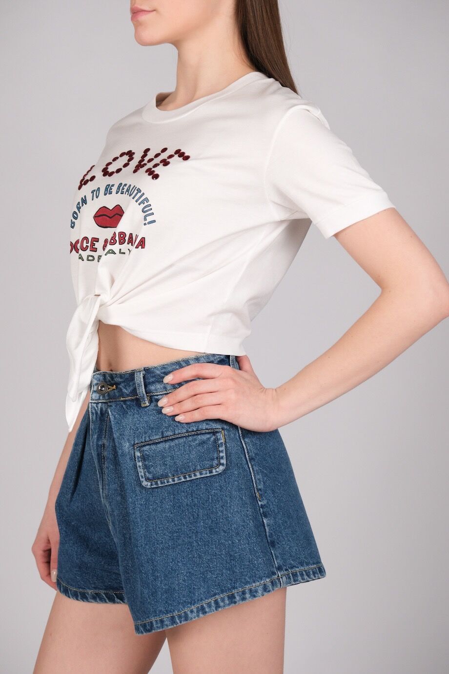 image 2 Футболка укорочённая белого цвета на завязках