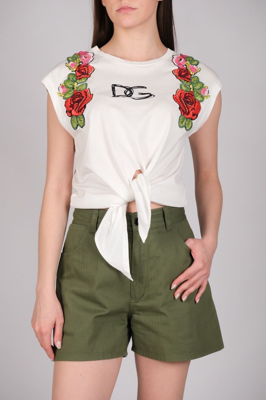 image 1 Топ укороченный белого цвета с вышивкой