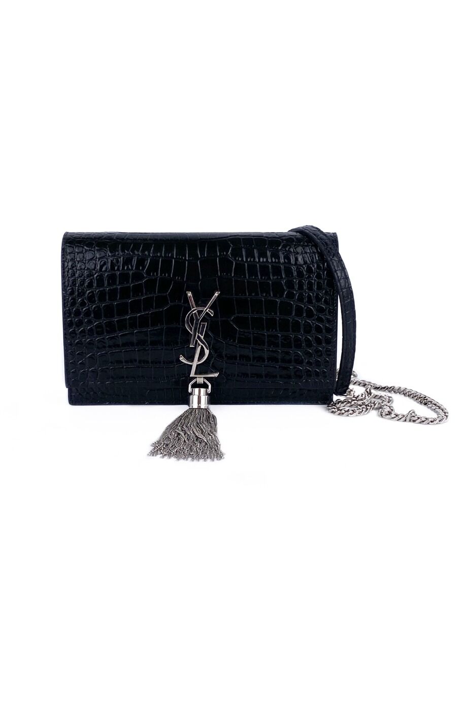 image 1 Сумка Kate с тиснением под крокодила чёрного цвета