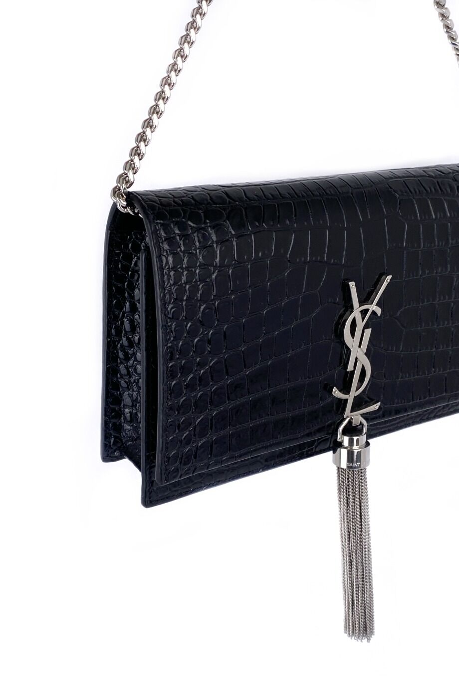 image 4 Сумка Kate с тиснением под крокодила чёрного цвета