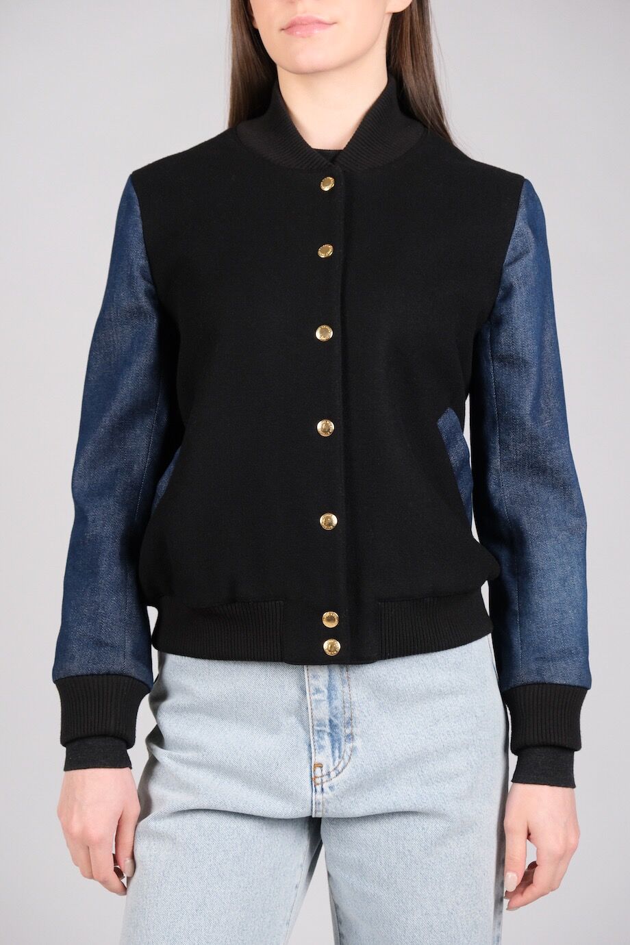 image 1 Комбинированный бомбер с джинсовыми рукавами