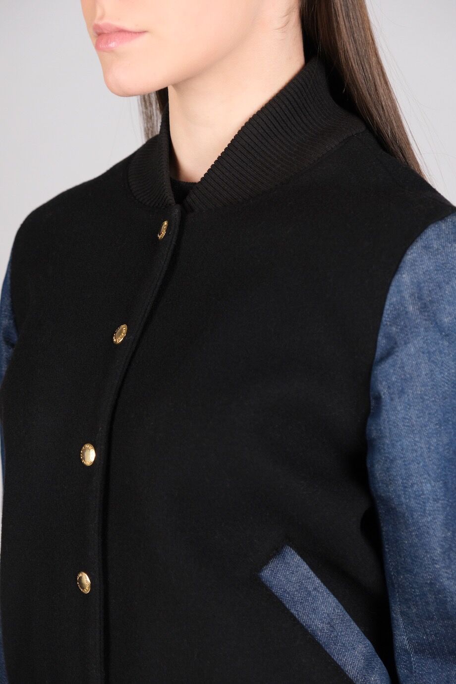 image 4 Комбинированный бомбер с джинсовыми рукавами