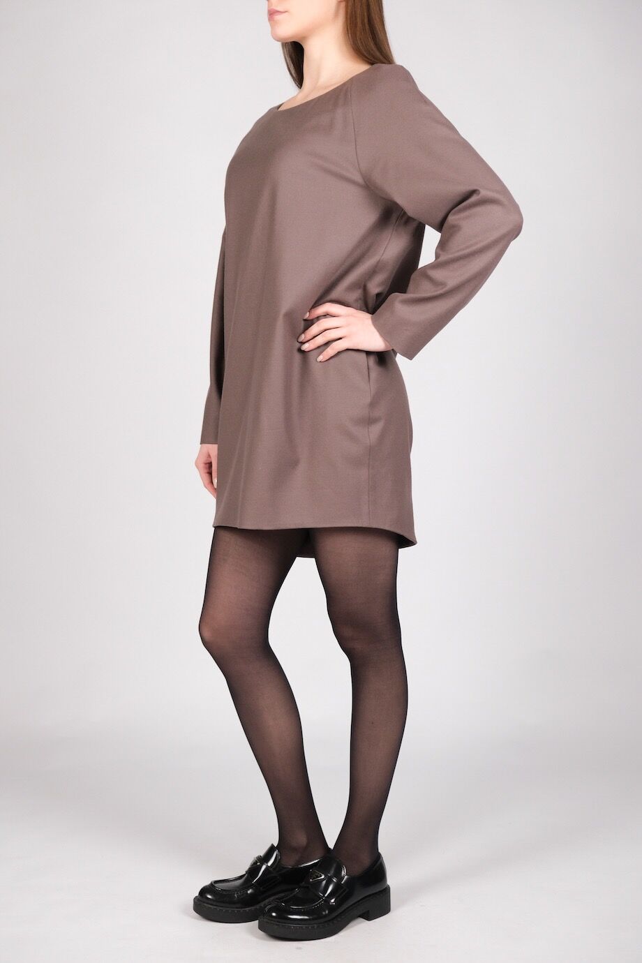 image 2 Платье кофейного цвета с длинными рукавами